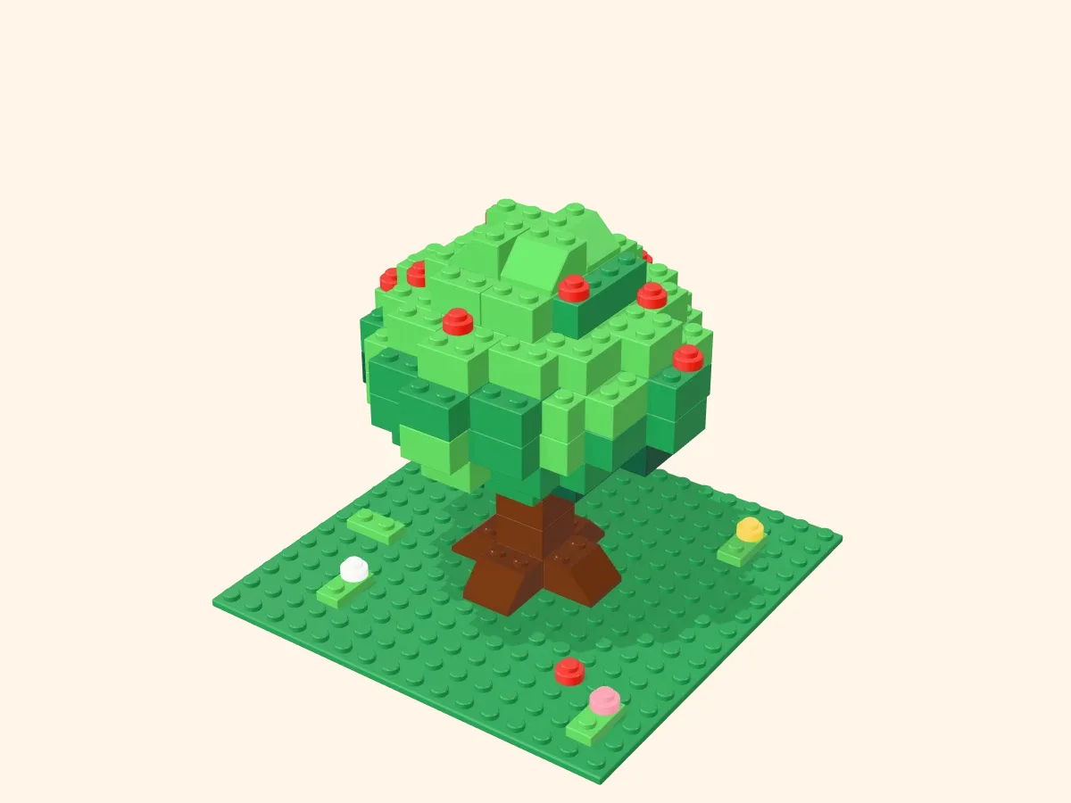 Building brick model Leafy tree