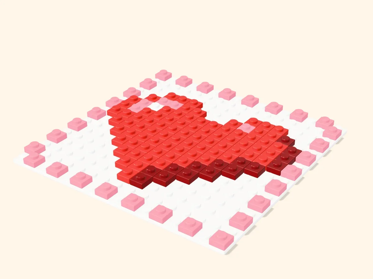 Building brick model Pixel heart